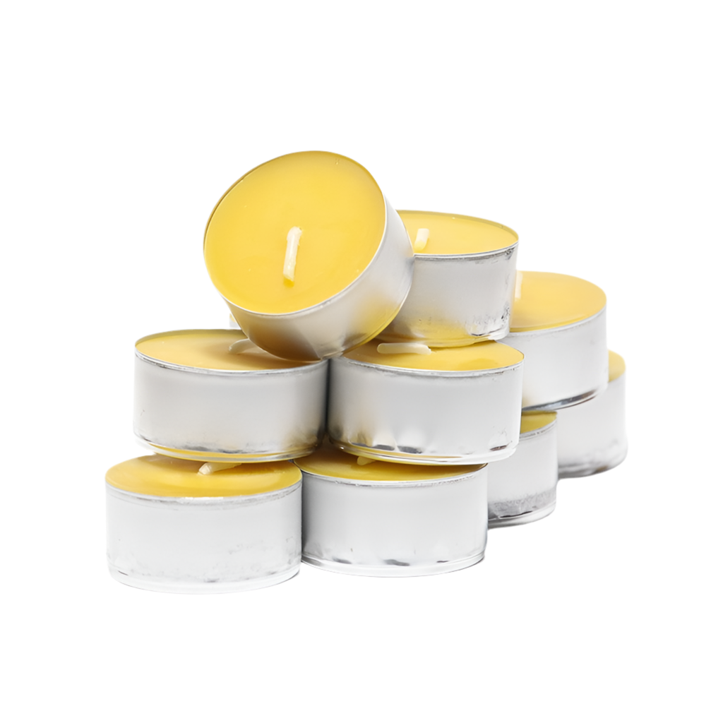 VELA DE TÉ | CERA PURA DE ABEJA CON RECIPIENTE