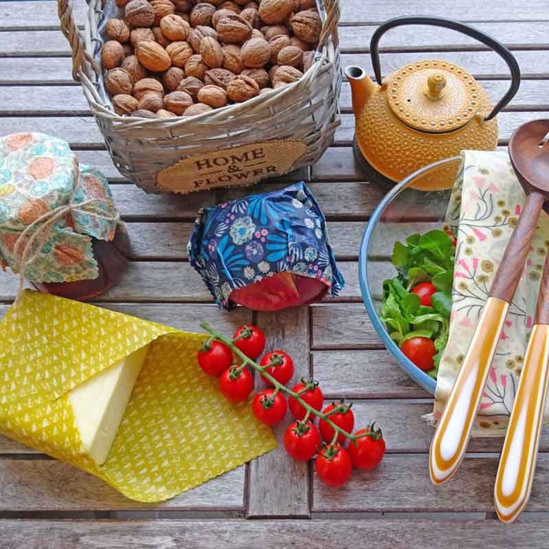 Envoltorios de Alimentos Reutilizables Veganos, vista en grupo