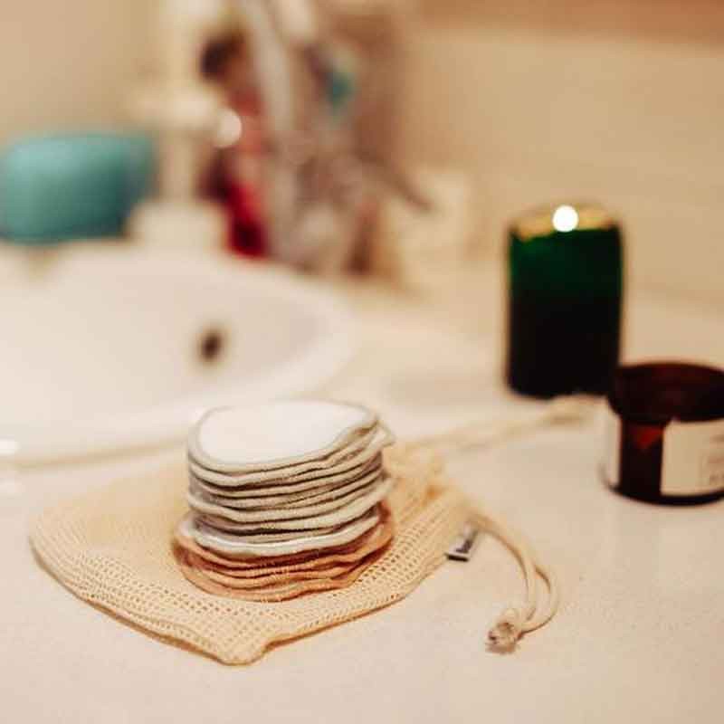 16 Discos Desmaquillantes Reutilizables de Bambú y Algodón. Bambaw, vista lateral