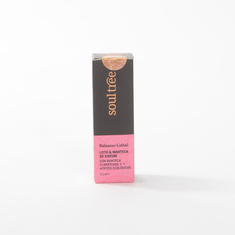 Bálsamo labial ayurveda de Loto y manteca de kokum, vista de la caja