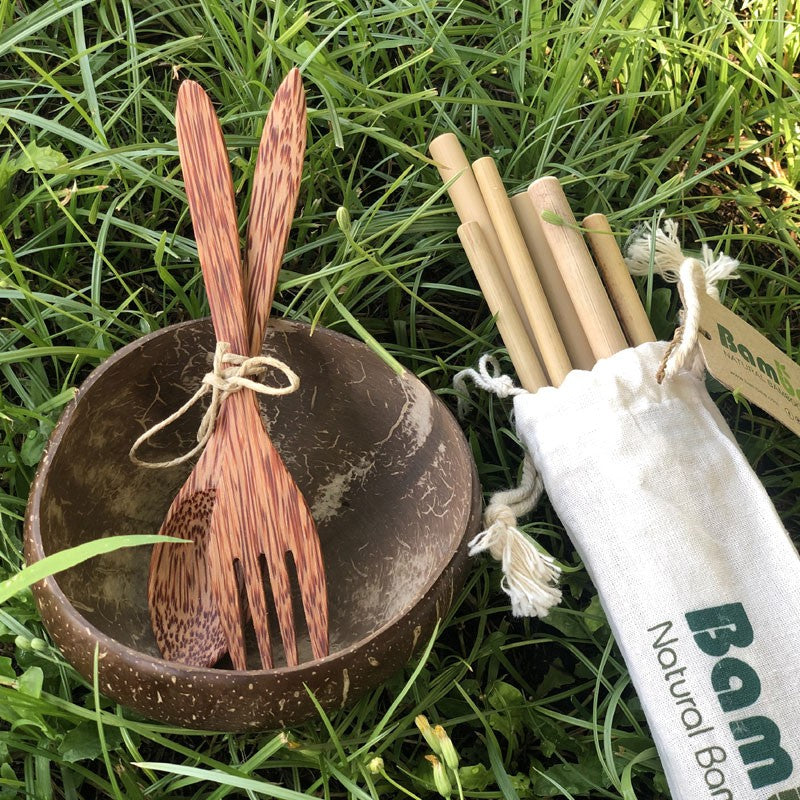 12 Bamboo Straws, Pouch + Cleaner | Choose Size | Vegan