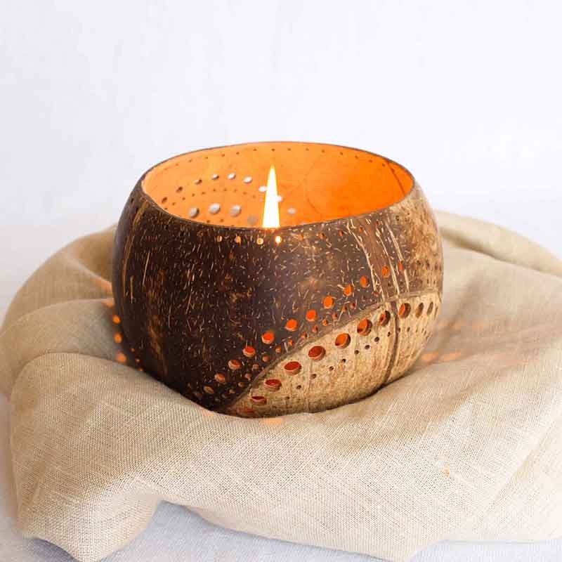 Portavelas coco Bali, vista frontal