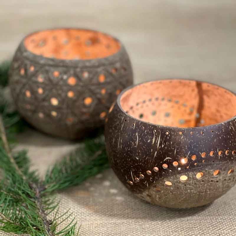 Portavelas coco Bali, vista en grupo