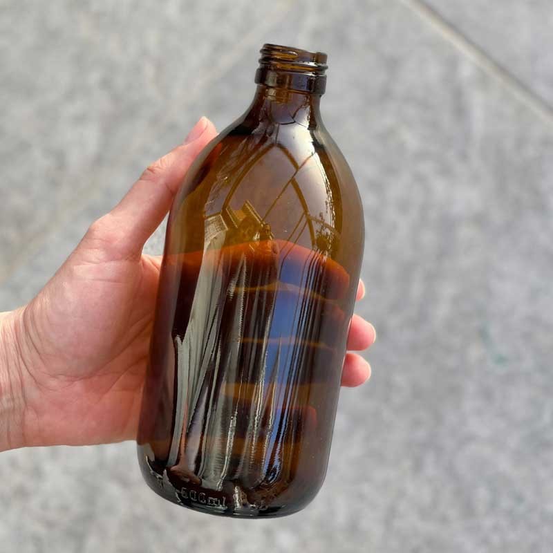 BOTELLA DE VIDRIO | ÁMBAR | 125ML. | ELIGE TAPÓN | VEGANO