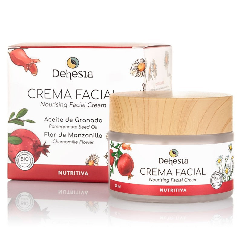 Crema facial Nutritiva BIO. Granada y manzanilla. Pieles secas y mixtas, antioxidante. Dehesia - VEGANO, vista frontal
