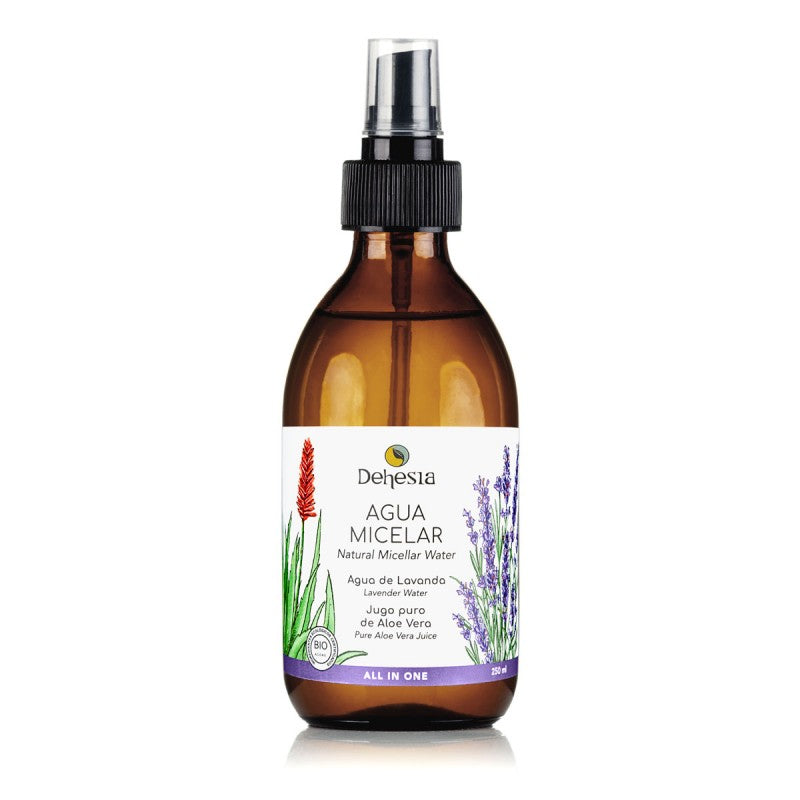 Agua Micelar BIO, all in one (limpia, desmaquilla y tonifica). Lavanda y Aloe Vera. Dehesia - VEGANO, vista frontal