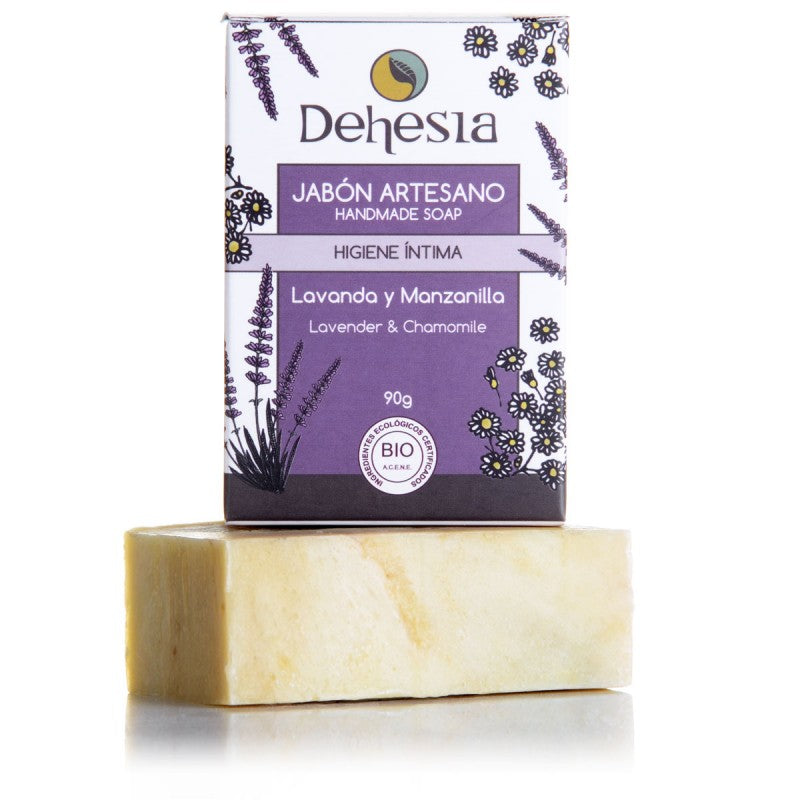 Jabón HIGIENE ÍNTIMA BIO. Lavanda y manzanilla. Dehesia - VEGANO, vista frontal