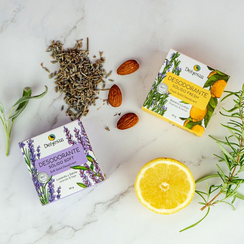 Desodorante Sólido Fresh BIO extra-fuerte, con Romero y Limón - Dehesia. VEGANO, vista ingredientes