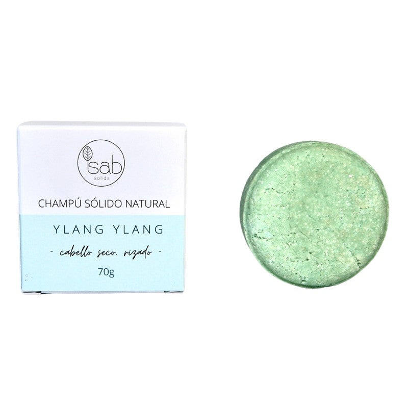 Champú sólido Ylang-ylang, cabello rizado, seco o dañado. Sab Solid - VEGANO, vista caja