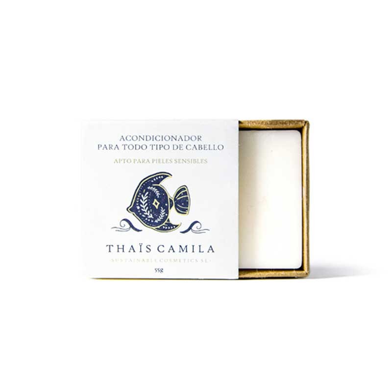 Acondicionador sólido nutritivo e hidratante para cabello dañado, puntas abiertas y encrespamiento. Fórmula vegana, natural, sin sulfatos ni parabenos. Deja el pelo suave, brillante y fácil de peinar.