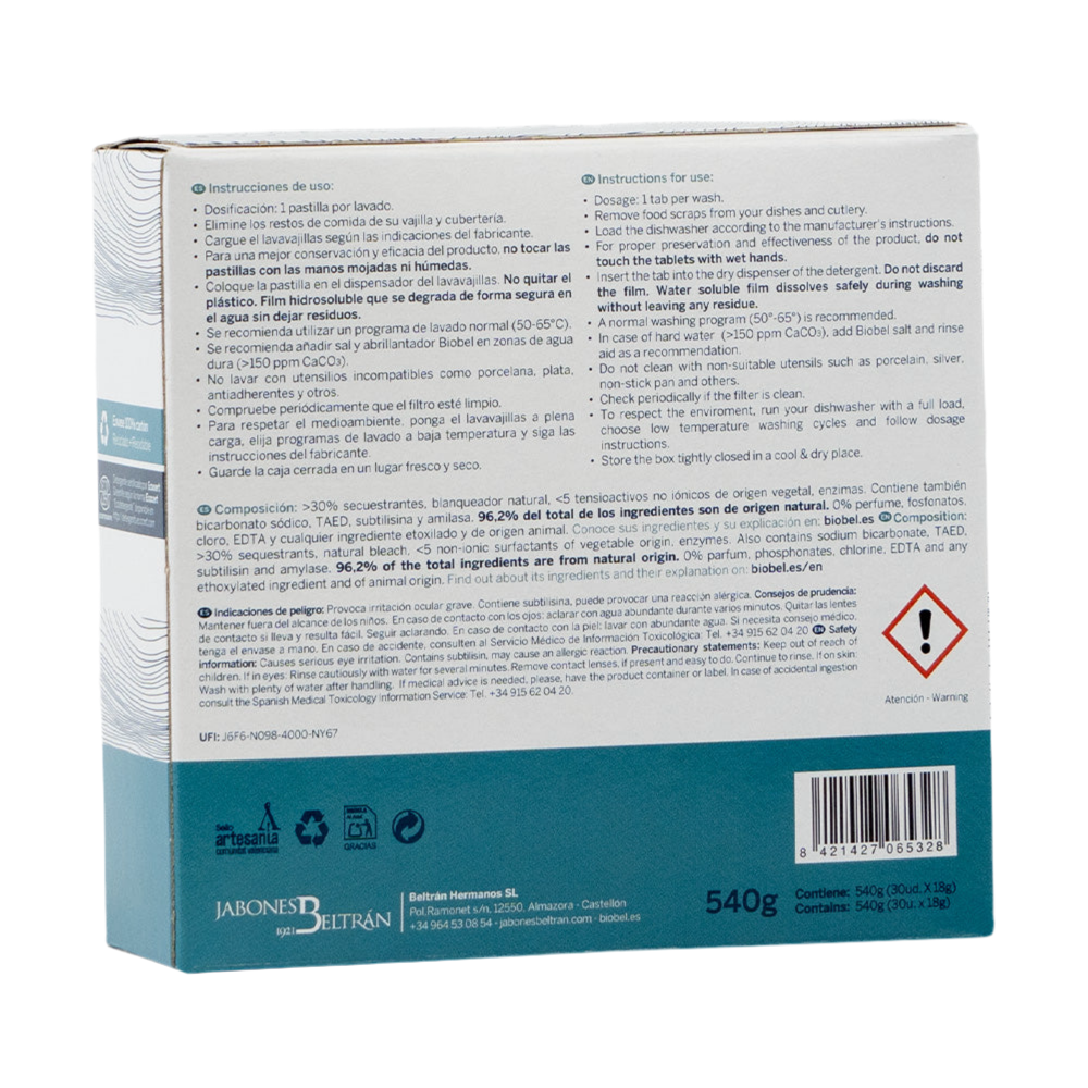 LAVAVAJILLAS | EN PASTILLAS | CAJA DE 30 UNIDADES | VEGANO