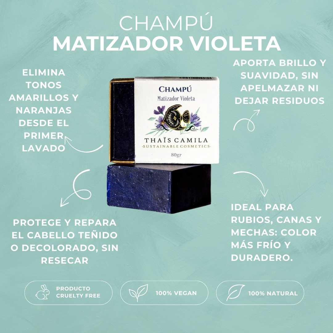 CHAMPÚ MATIZADOR VIOLETA  | PELO TEÑIDO, RUBIO, DECOLORADO O BLANCO | VEGANO