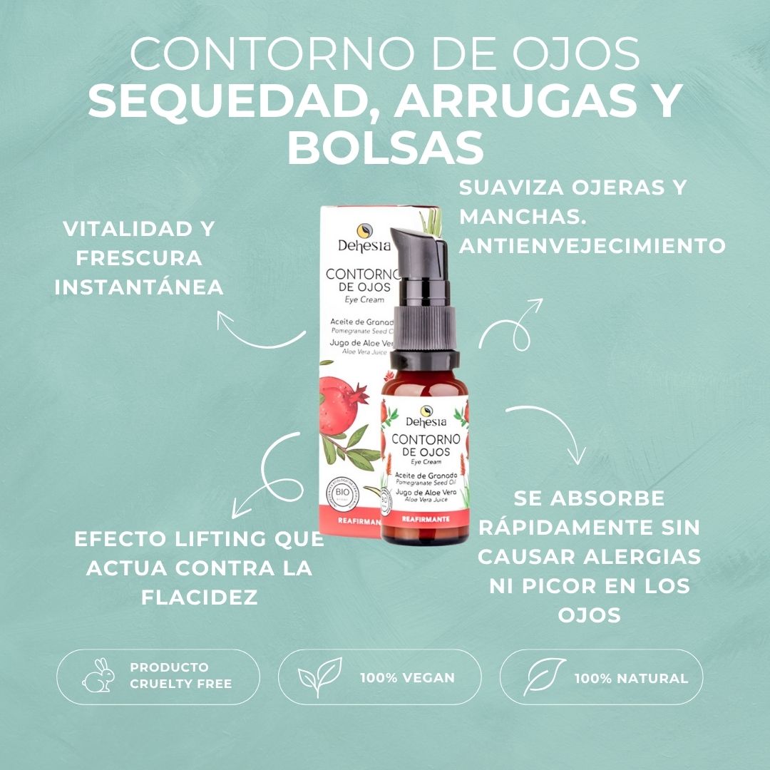 CONTORNO DE OJOS | ANTI EDAD | BOLSAS Y MANCHAS | BIO | GRANADA Y ALOE VERA | VEGANO