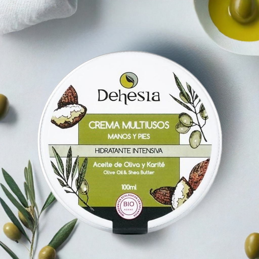 CREMA HIDRATANTE | MULTIUSOS | MANOS Y PIES | BIO | OLIVA, KARITÉ Y AGUACATE | VEGANO