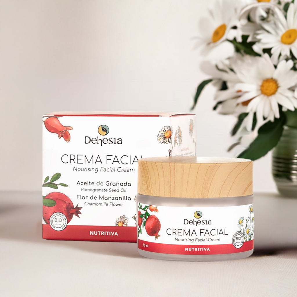 CREMA FACIAL | NUTRITIVA | ANTIOXIDANTE | BIO | GRANADA Y MANZANILLA | PIELES SECAS Y MIXTAS | VEGANO