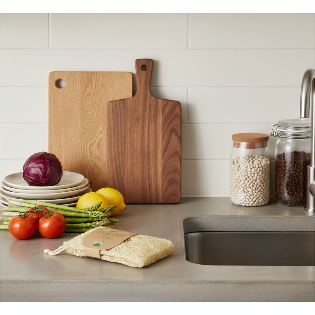 Imagen lifestyle estropajo luffa cocina