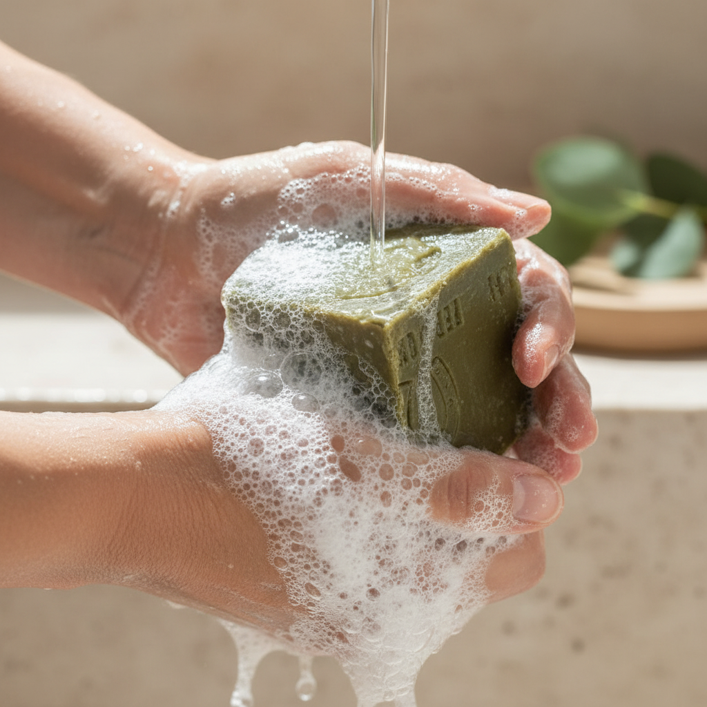 Jabón de Marsella en uso