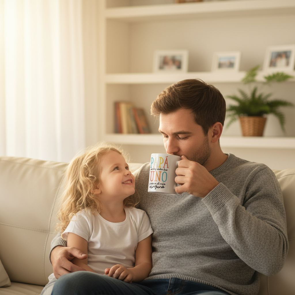 Padre e hija con la taza - sin tarjeta