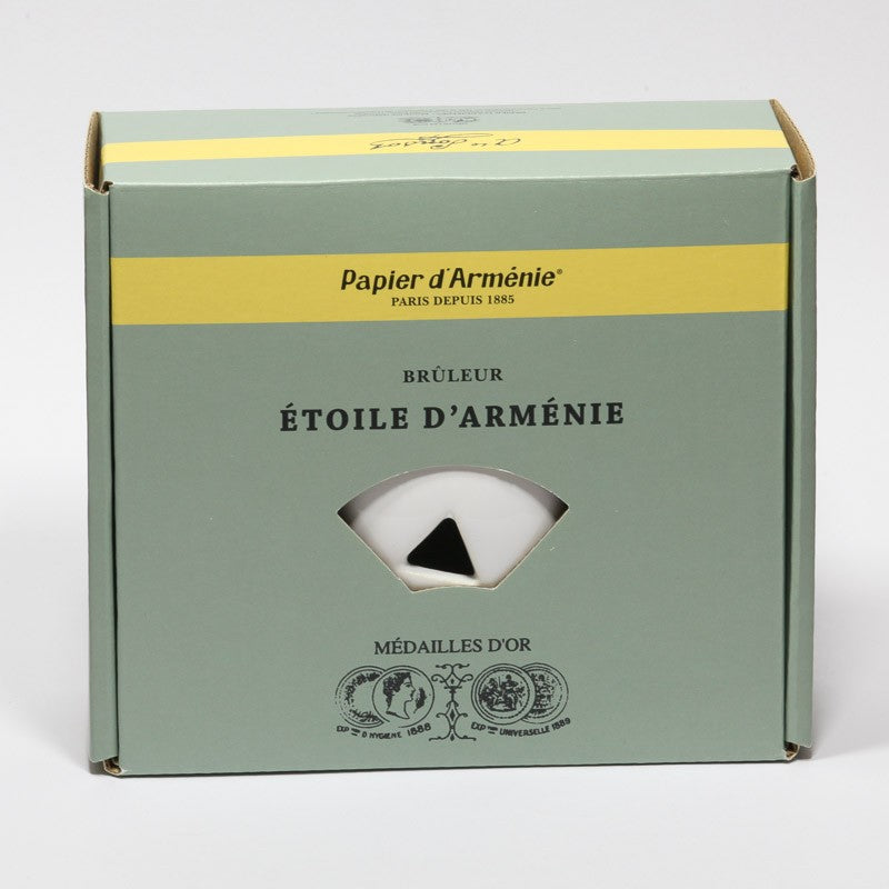 QUEMADOR DE PAPEL DE ARMENIA /INCIENSO | CERÁMICA BLANCO | TRIANGULAR | CON TAPA | VEGANO