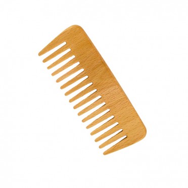 Peine de madera de haya para cabello rizado, vista frontal