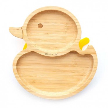 Bamboo Duckling plate, yellow top view