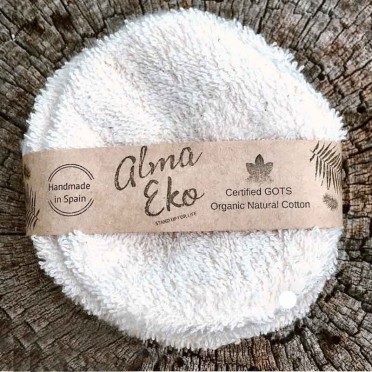6 Reusable Organic Cotton Makeup Remover Discs - Alma Eko, top view