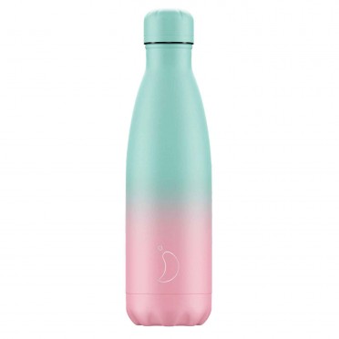 Chilly's Inox Bottle, Gradient Collection Pastel Mint & Pink model 500 ml, front view