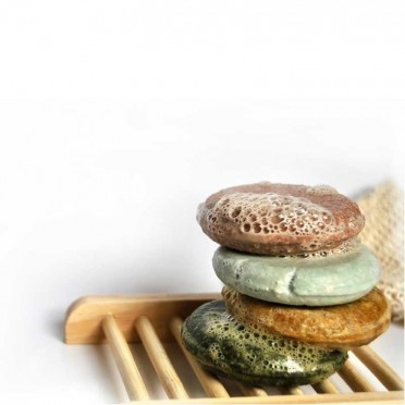 Bamboo soap dish, front view