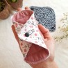 Breathable bamboo and organic cotton panty liner, PUL-free. VEGAN, pink, front view