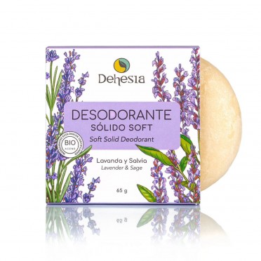 Desodorante Sólido Soft BIO dermo-protector, con Lavanda y Salvia - Dehesia. Vista frontal