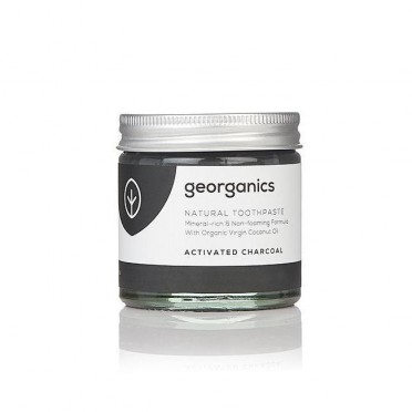 atural Toothpaste with Coconut Oil and Activated Charcoal, 60ml in paste, Front View