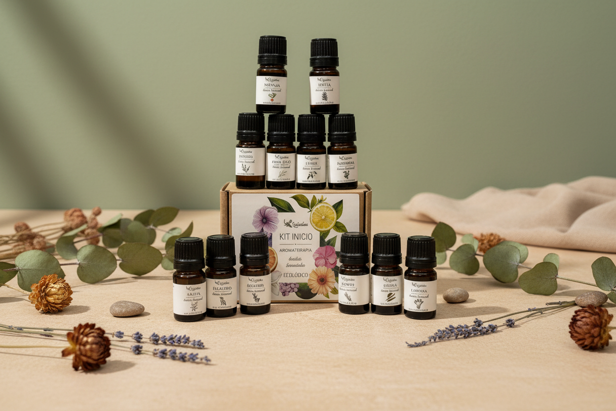 Con un mercadillo navideño de fondo dos personas sujetan un regalo comprado en Alma Eko que está envuelto con packaging sostenible y tiene una rodaja de naranja seca como decoración. 