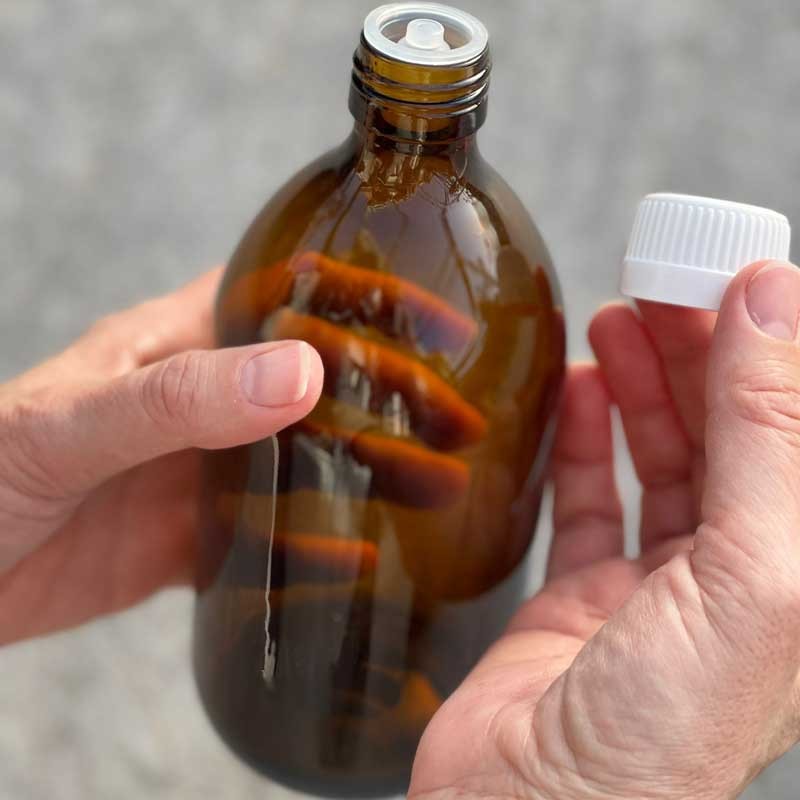 BOTELLA DE VIDRIO | ÁMBAR | 250ML. | ELIGE TAPÓN | VEGANO