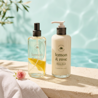 PACK AGUA DE COLONIA + LOCIÓN CORPORAL LEMON&amp;ROSE | LIMÓN Y ROSA | BIO Y ORGÁNICA | VEGANA