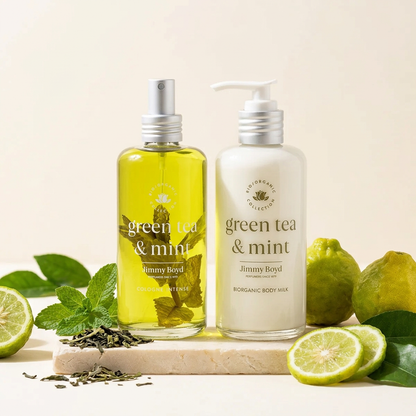 PACK AGUA DE COLONIA + LOCIÓN HIDRATANTE GREEN TEA&amp;MINT | BERGAMOTA Y MENTA | BIO Y ORGÁNICA | VEGANA