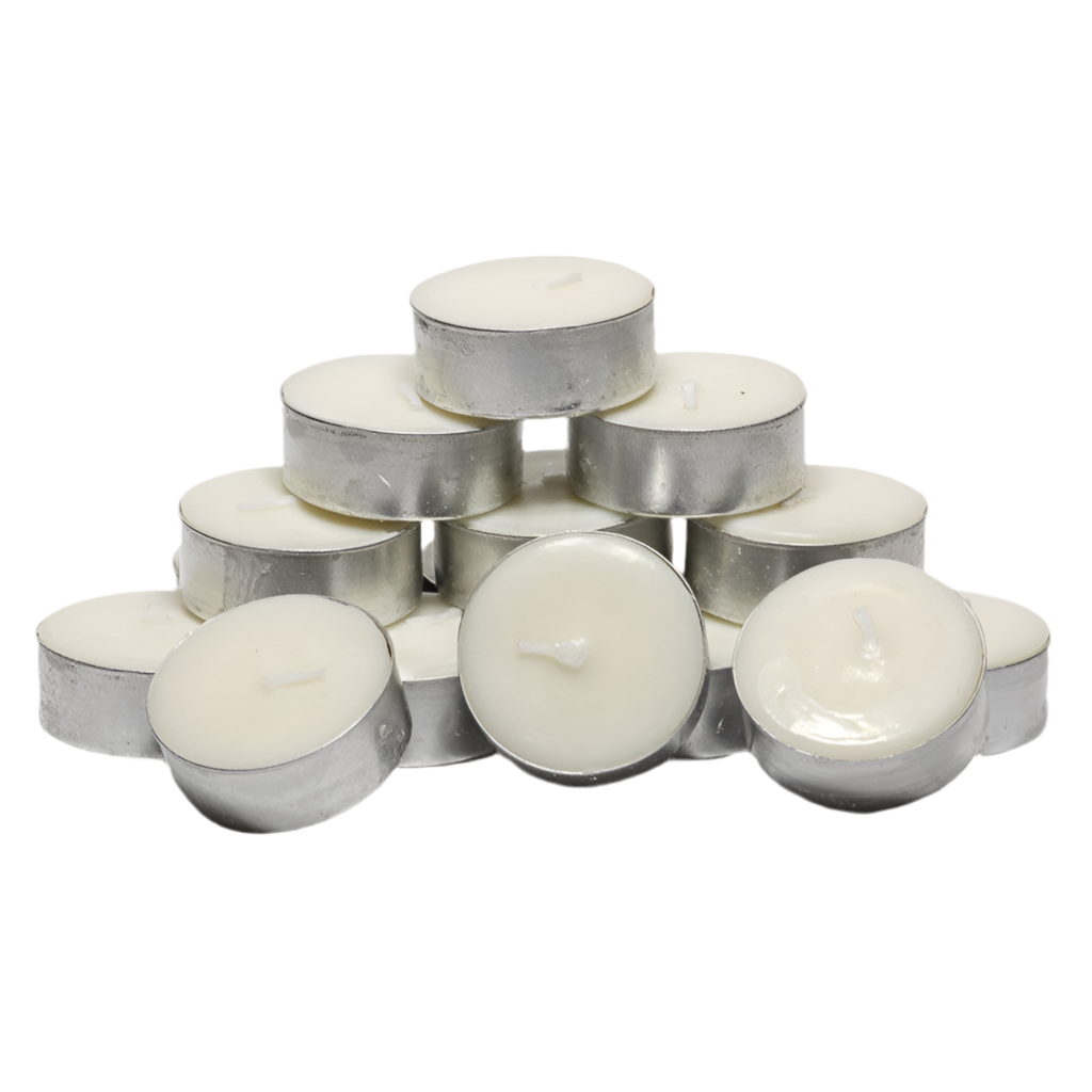 VELA DE TÉ NATURAL BLANCA CON RECIPIENTE  | VEGANA