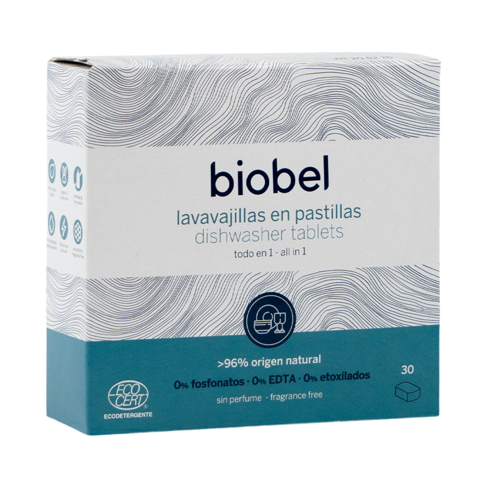 ASTILLAS LAVAVAJILLAS ECOLÓGICAS | 30 UNIDADES | SIN PERFUME | BIOBEL