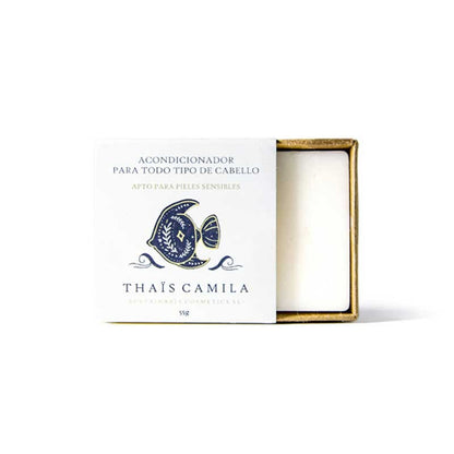 Acondicionador sólido nutritivo e hidratante para cabello dañado, puntas abiertas y encrespamiento. Fórmula vegana, natural, sin sulfatos ni parabenos. Deja el pelo suave, brillante y fácil de peinar.