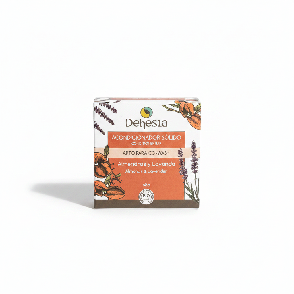 Dehesia Acondicionador Sólido natural BIO  -apto para co-wash con almendras y lavanda