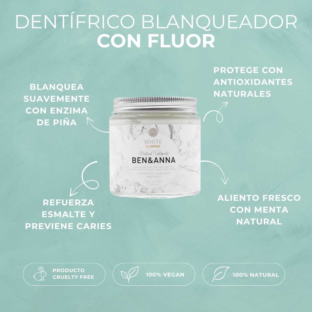 DENTÍFRICO | BLANQUEADOR WHITE | MENTA Y SALVIA | CON FLÚOR | 100ml | VEGANO
