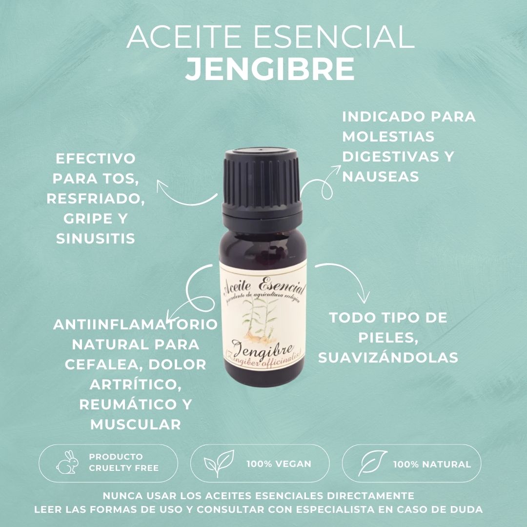 Características del aceite esencial de jengibre ecológico