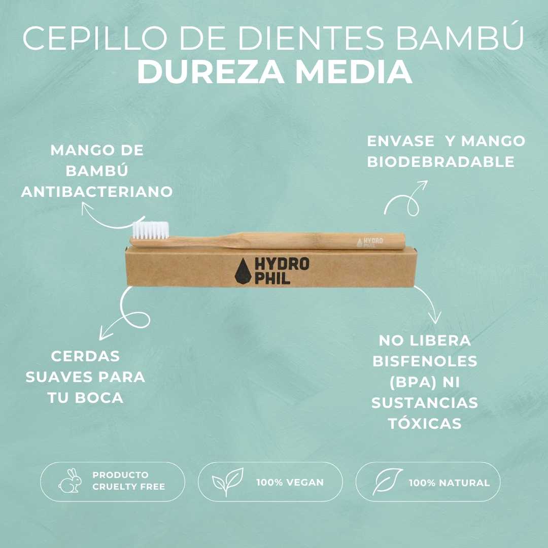 CEPILLO DIENTES | DE BAMBÚ | DUREZA MEDIA | ELIGE COLOR | VEGANO