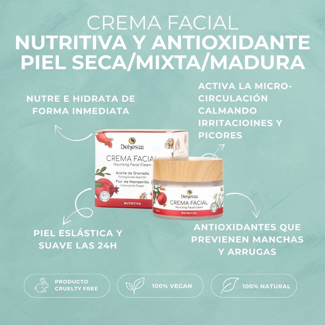 Crema facial nutritica de granada y manzanilla bio eco caracteristicas
