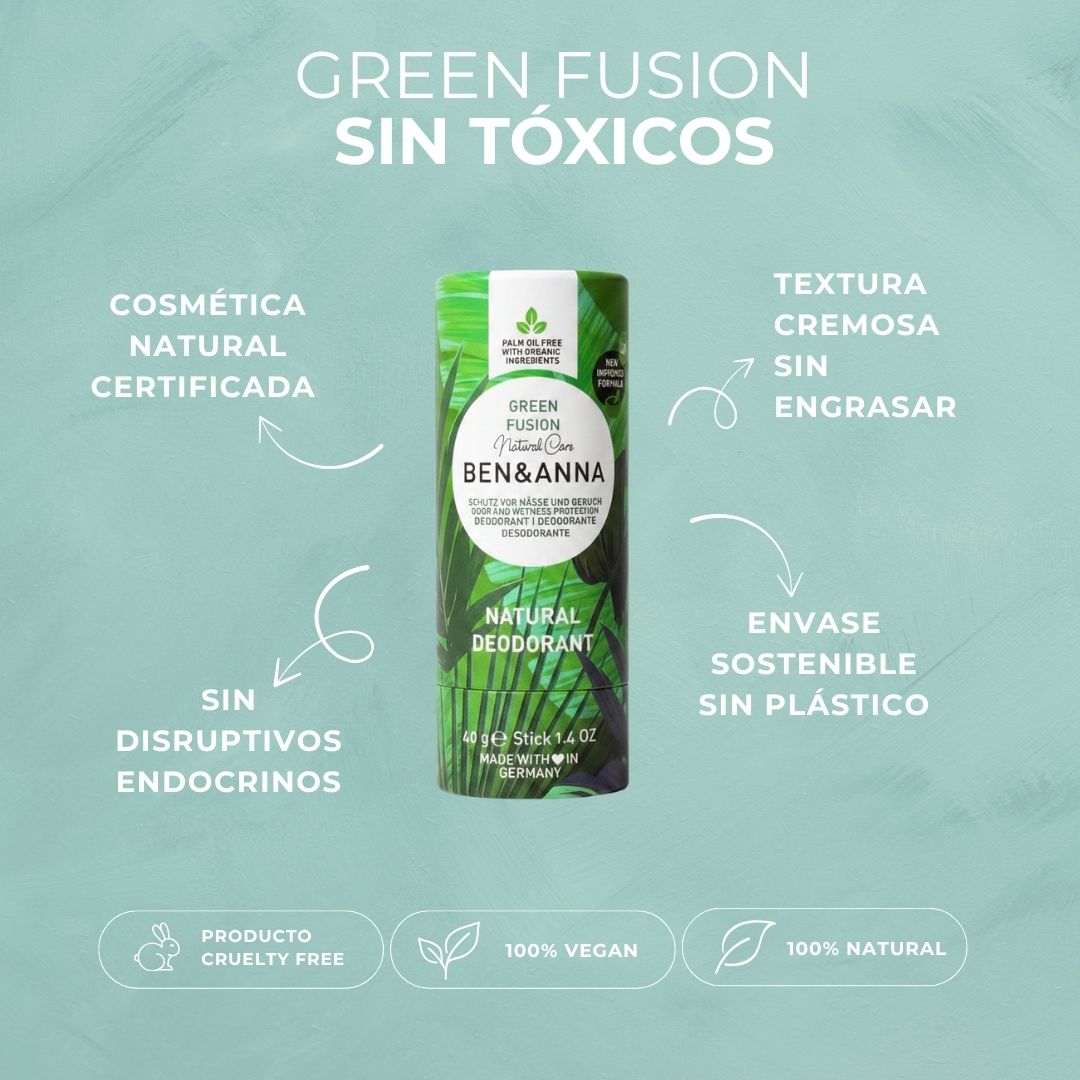 DESODORANTE GREEN FUSION | SIN TÓXICOS | VEGANO | Ben &amp; Anna