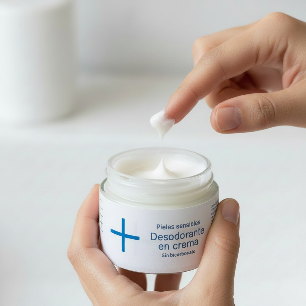 Textura del desodorante en crema I+M para pieles sensibles, vegano