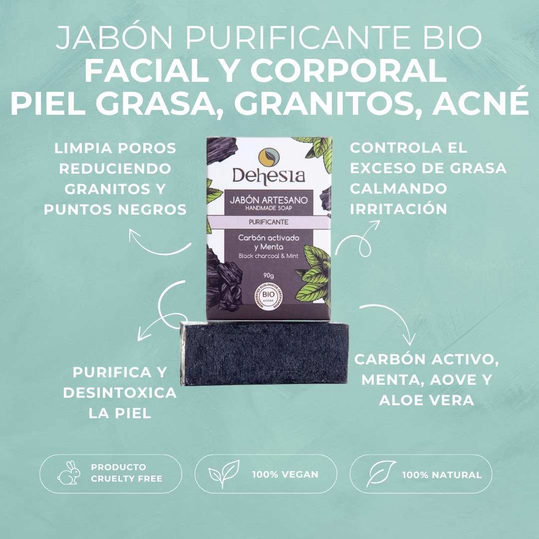 Purifying Soap | Organic | Activated Charcoal and Mint | Oily and Acne-Suppressed Skin | Vegan