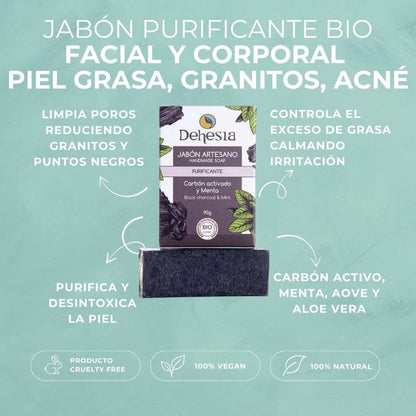 Purifying Soap | Organic | Activated Charcoal and Mint | Oily and Acne-Suppressed Skin | Vegan