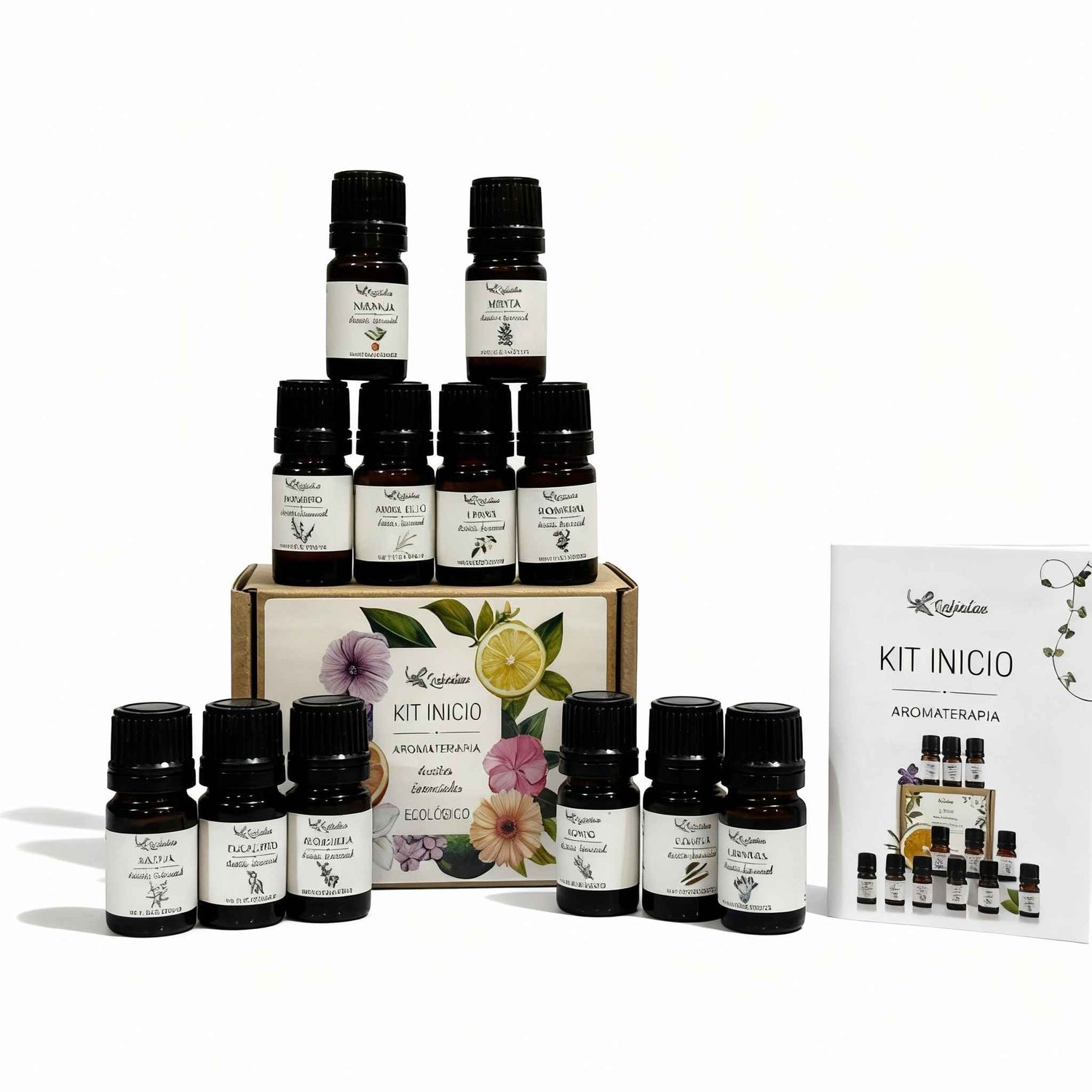 Kit de Inicial de Óleos Essenciais | 12 Frascos de 5ml | Com Guia de Utilização | Vegano
