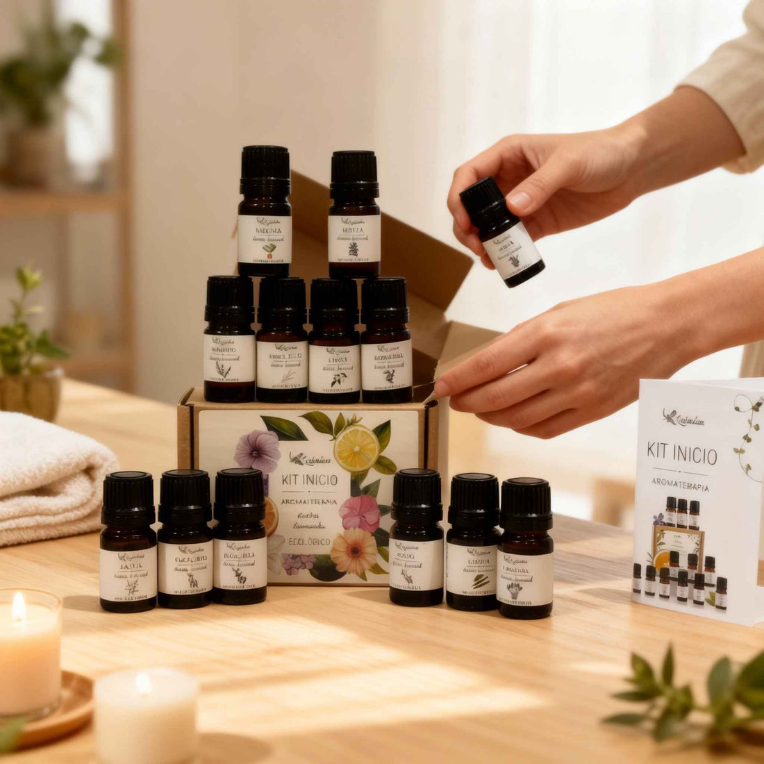Kit de Inicial de Óleos Essenciais | 12 Frascos de 5ml | Com Guia de Utilização | Vegano