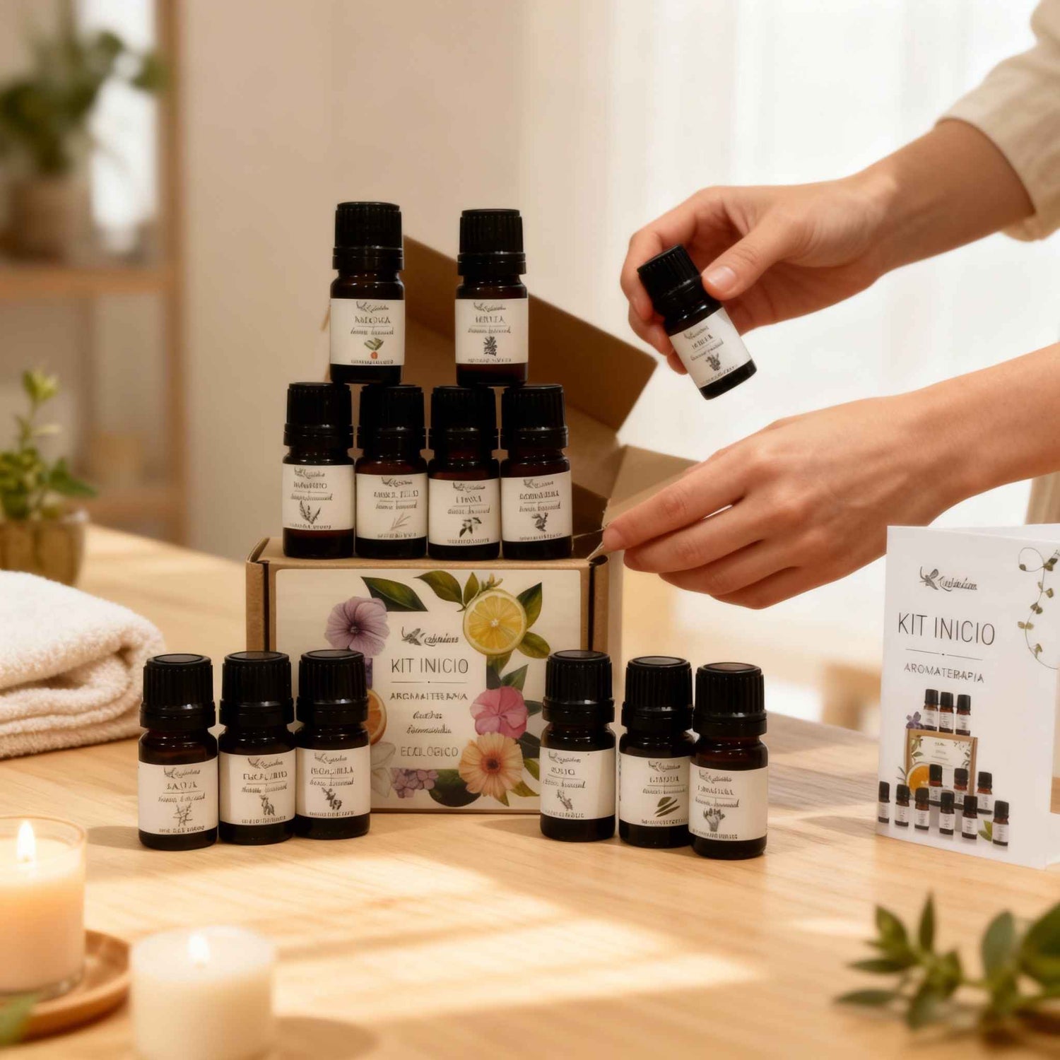 Kit de Inicial de Óleos Essenciais | 12 Frascos de 5ml | Com Guia de Utilização | Vegano